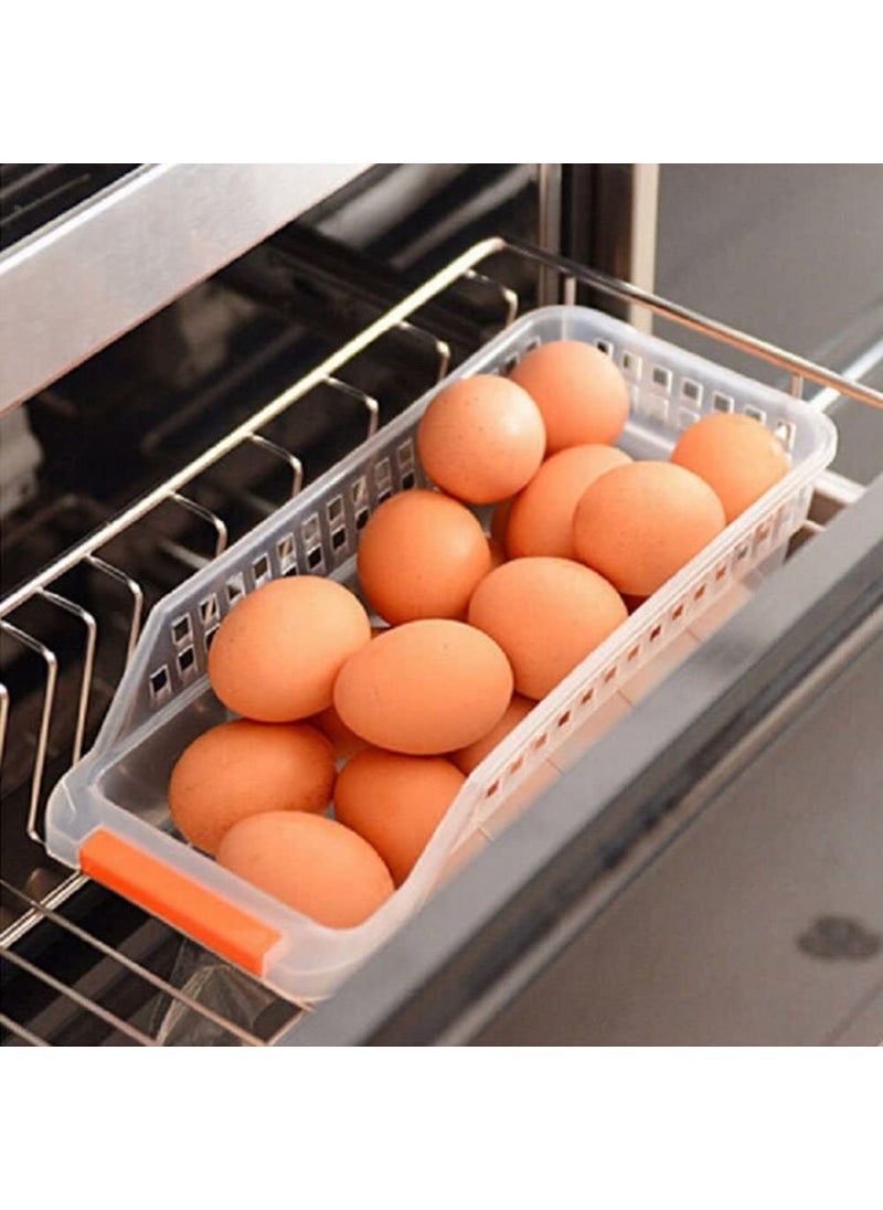 Moradiya fresh MORADIYA FRESH Label Fridge Storage Basket Organiser Rack Space Saver Food Storage Refrigerator Drawer Fruit Vegetables Storage Basket Organizer Box Containers Tray for Home and Kitchen 4Pcs  - Image 5