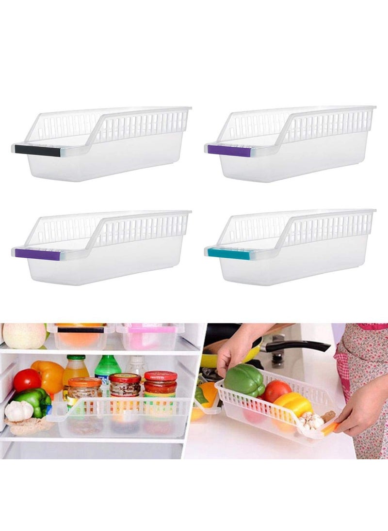 Moradiya fresh MORADIYA FRESH Label Fridge Storage Basket Organiser Rack Space Saver Food Storage Refrigerator Drawer Fruit Vegetables Storage Basket Organizer Box Containers Tray for Home and Kitchen 4Pcs  - Image 1