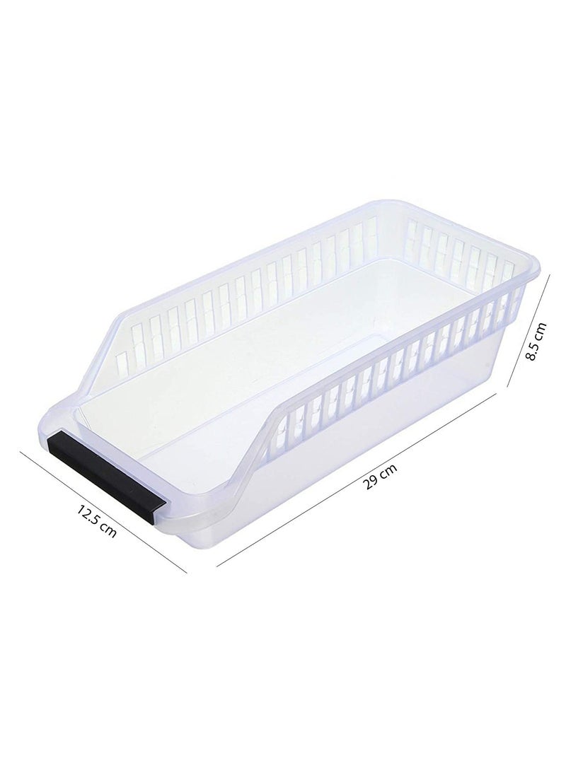 Moradiya fresh MORADIYA FRESH Label Fridge Storage Basket Organiser Rack Space Saver Food Storage Refrigerator Drawer Fruit Vegetables Storage Basket Organizer Box Containers Tray for Home and Kitchen 4Pcs  - Image 2