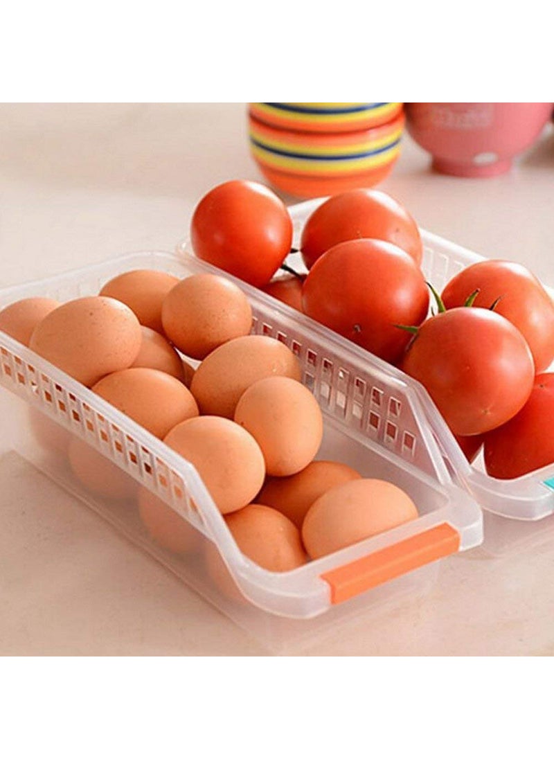 Moradiya fresh MORADIYA FRESH Label Fridge Storage Basket Organiser Rack Space Saver Food Storage Refrigerator Drawer Fruit Vegetables Storage Basket Organizer Box Containers Tray for Home and Kitchen 4Pcs  - Image 4