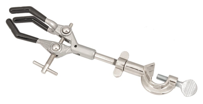 Eisco Lab Clamp for Lab Stand, Beaker Holder or Flask Clamp - Heat Resistant PVC Coated Prongs for Holding Objects up to 3.5 Inch Diameter - Boss Head Connects to Lab Stand Rods - Image 1
