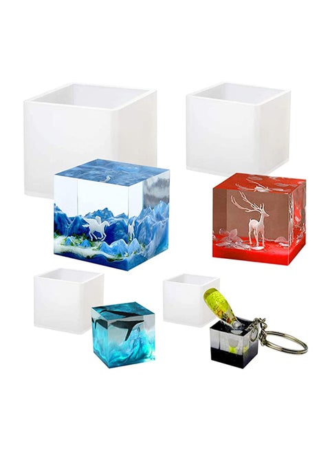 Square Resin Mould, SYOSI Cube Silicone Molds Resin Casting Molds for DIY Souvenir Craft Making Candle, for DIY Craft Jewelry Storage Trinket Gift Box Home Decoration 4 Pack 4 Sizes