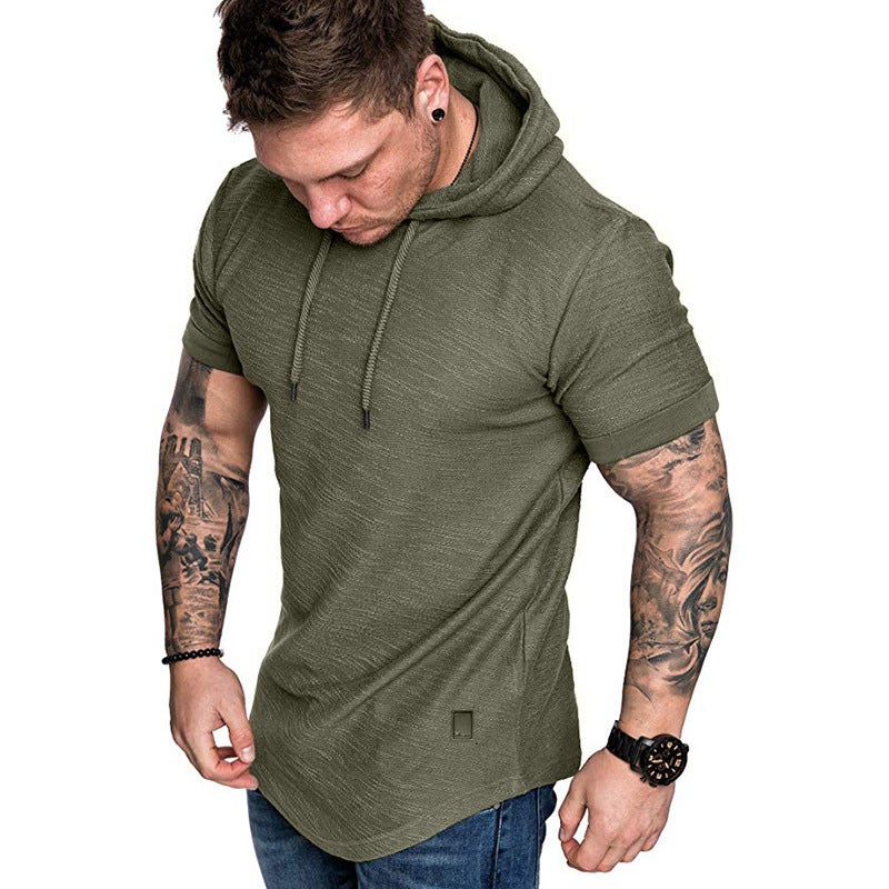 Cross-border 2024 New T-shirt Men's Short-sleeved T-shirt Casual Sports Hoodie Men's Hoodie Loose T-shirt Top - Image 3