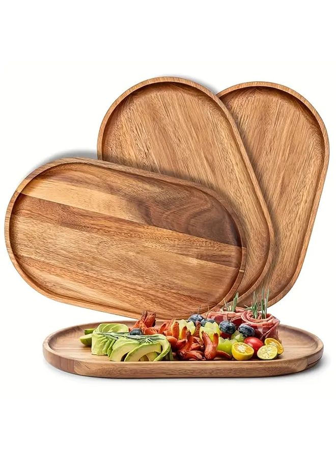 4PCS Solid Wood Dinner Trays For Snacks Appetizers Parties And Gifts - Image 1
