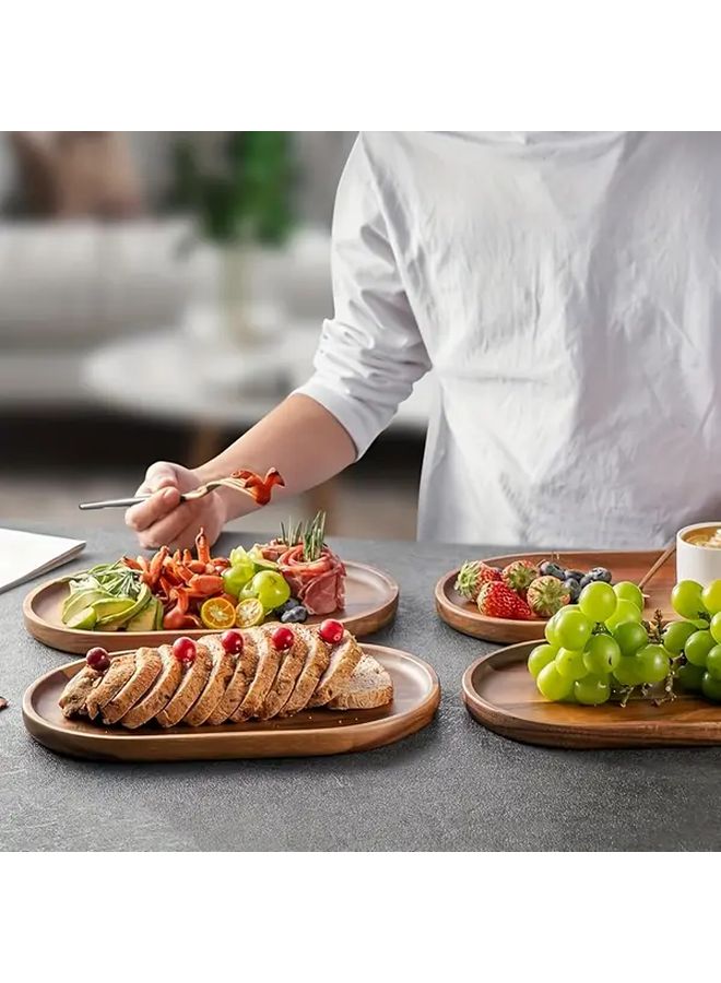 4PCS Solid Wood Dinner Trays For Snacks Appetizers Parties And Gifts - Image 5