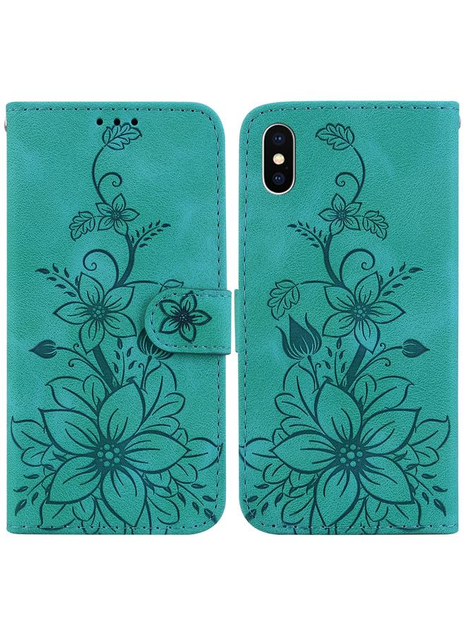 اس-توب جراب هاتف iPhone XS Max من الجلد المنقوش بنقشة زنبق - Image 1