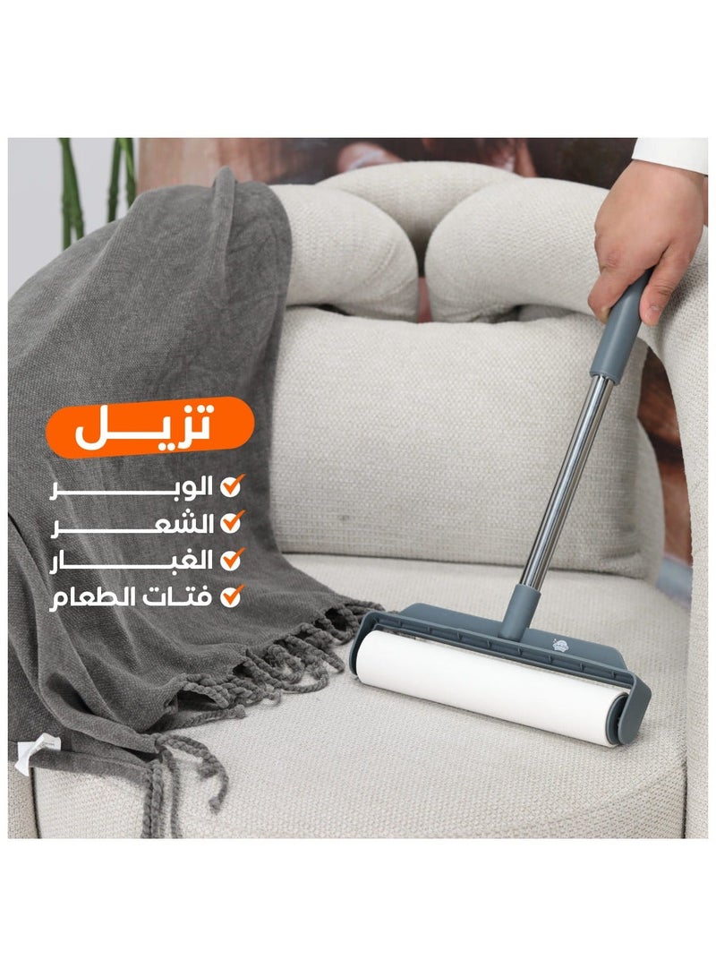 ريبال أسطوانة تنظيف الوبر والشعر والغبار - أسطوانة لاصقة قوية للأرضيات والأقمشة - تزيل شعر الحيوانات الأليفة والغبار وفتات الطعام والخيوط - سهلة الاستخدام ومتينة وقابلة لإعادة التعبئة ومتوافقة مع المقبض الطويل - للاستخدام في المنزل والسيارة والمكتب - Image 4