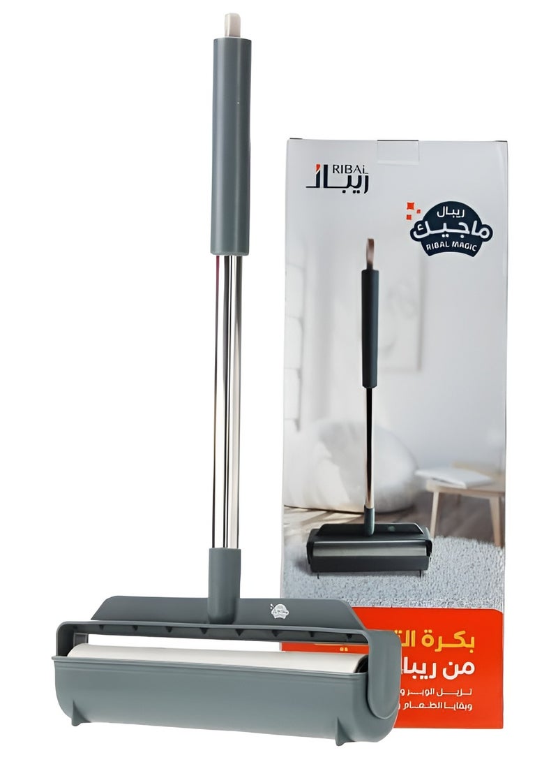 RIBAL Cleaning Roller for Lint, Hair & Dust - Strong Adhesive Floor & Fabric Roller - Removes Pet Hair, Dust, Food Crumbs & Threads - Easy to Use, Durable, Refillable, Long Handle Compatible - Home, Car & Office Use - Image 1