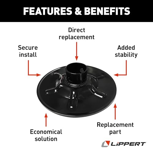 Lippert Components Lippert Hall Effect Ground Control 3.0 Replacement Rear Jack Foot Pad, 9" Diameter, Fits 2" I.D. Tube, Strong Black Powder-Coated Steel Construction, Easy Installation - 377962 - Image 3