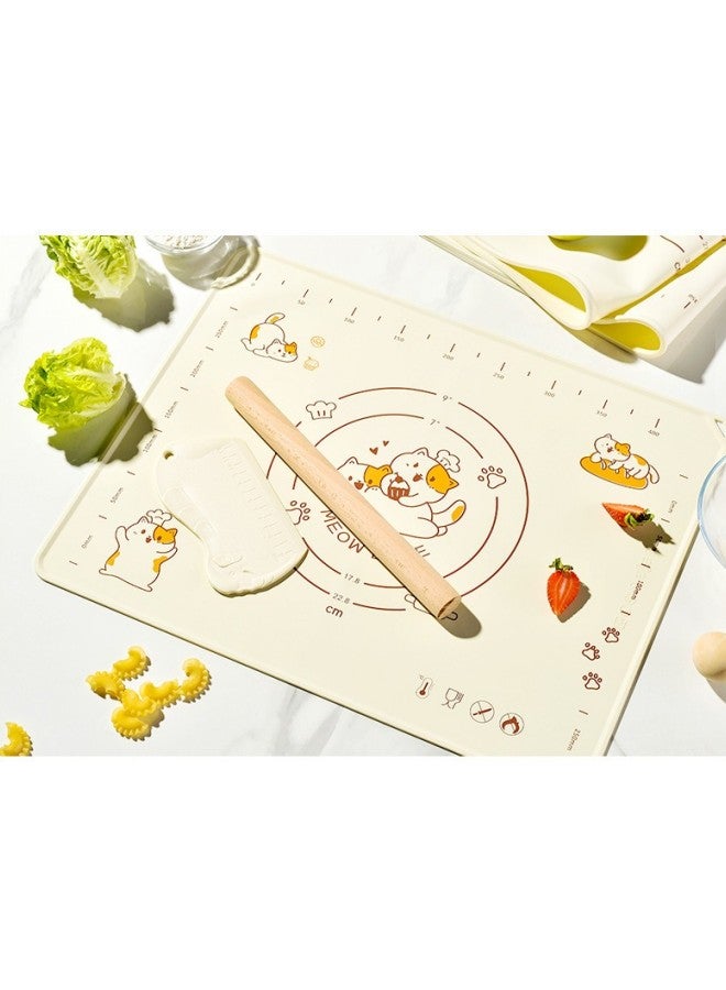 WAOKN 3-piece Silicone Baking Mat and Pastry Tool Set, Extra Thick Non-stick Non-slip Silicone Pastry Mat for Baking, with 1 Piece Wooden Rolling Pin and 1 Piece Spatula  - Image 4
