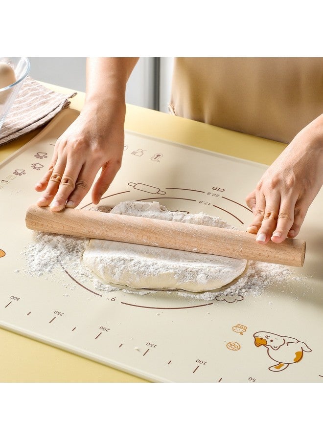 WAOKN 3-piece Silicone Baking Mat and Pastry Tool Set, Extra Thick Non-stick Non-slip Silicone Pastry Mat for Baking, with 1 Piece Wooden Rolling Pin and 1 Piece Spatula  - Image 2