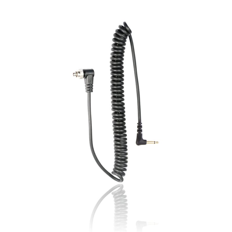 Foto&Tech 3.5 mm to Male Flash PC Sync Cable, 14 Inch Coiled Cord with Screw Lock, Compatible with Nikon Canon and Most DSLR Cameras PocketWizard Plus III Plus II Mini Phone PC1 (1 Piece) - Image 1