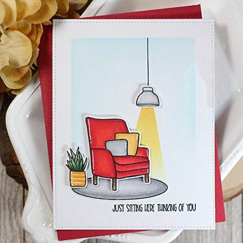 CYFUN DESIGN Lovely Home Sofa Chairs Decor Cats Dogs Plants Book Metal Cutting Dies and Stamps Sets Scrapbooking for Card Making Embossing Stencil Stamping Rubber Clear Stamps and Die-cuts Template Card Crafts - Image 5