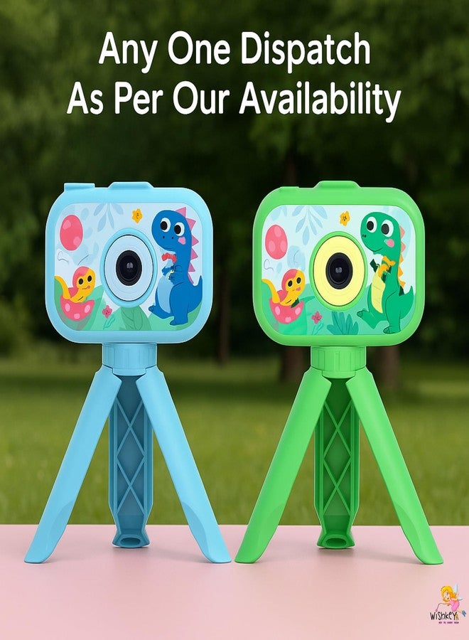 Wishkey Kids Digital Camera Dinosaur Design 2.0-Inch Display Support 4GB SD Card Photo/Video Recorder with Games Age 8-10 Years Fun Gifts for Boys Girls Kids Blue Or Green - Image 2