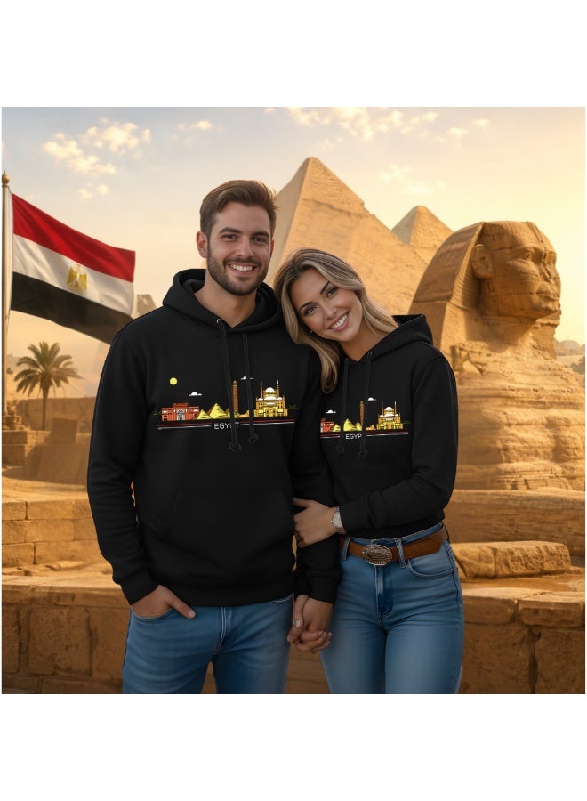 Egypt Skyline Hoodie - Soft Cotton Pullover - Egypt Hoodie for Men and Women - Long Sleeve with Drawstring and Pockets - Perfect for Travel - Image 3