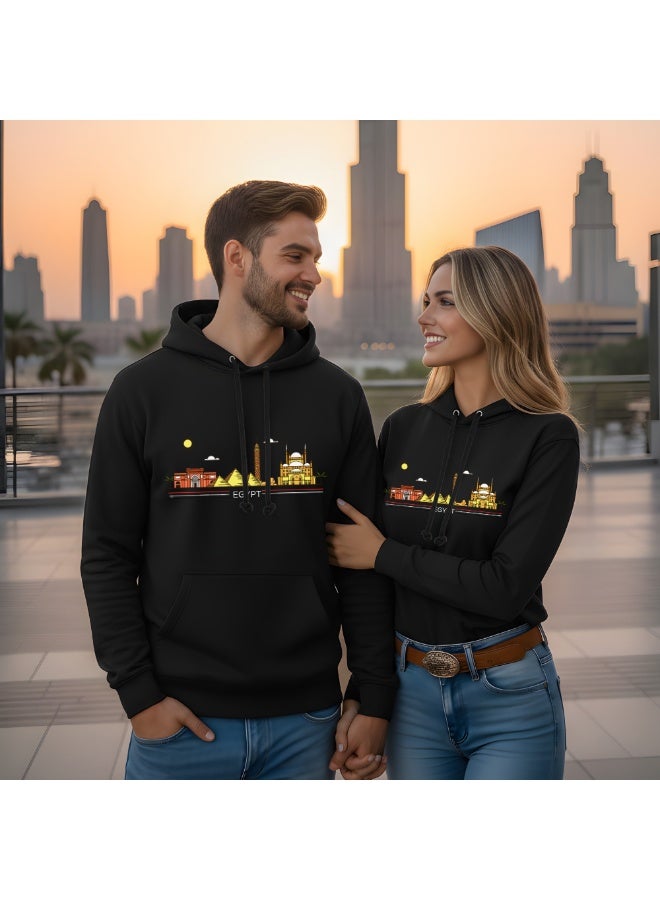 Egypt Skyline Hoodie - Soft Cotton Pullover - Egypt Hoodie for Men and Women - Long Sleeve with Drawstring and Pockets - Perfect for Travel - Image 5