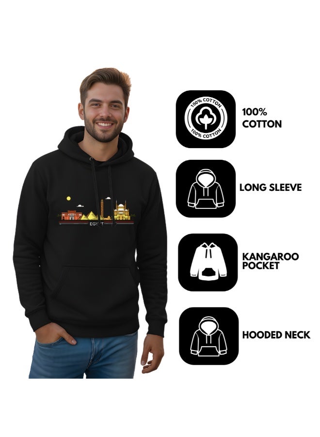 Egypt Skyline Hoodie - Soft Cotton Pullover - Egypt Hoodie for Men and Women - Long Sleeve with Drawstring and Pockets - Perfect for Travel - Image 4