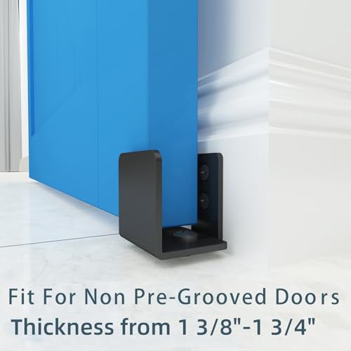 JUBEST Matte Black Floor Guide Wall Mount Sliding Barn Door Hardware Up to 1-3/4"W 1-7/8"H - Image 5