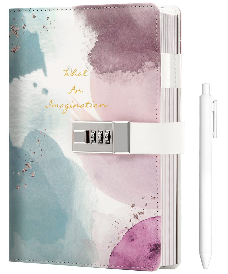 CAGIE CAGIE Diary for Girls Age 8-12 Gifts for 9 10 11 12 Year Old Girls Diary with Lock  Spilling Ink Design 192 Pages Lock Diary with Pen  5.7 x 8.5 Inch Birthday Gifts for Girl Journal with Lock - Image 1