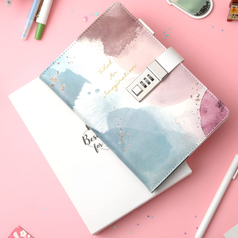 CAGIE CAGIE Diary for Girls Age 8-12 Gifts for 9 10 11 12 Year Old Girls Diary with Lock  Spilling Ink Design 192 Pages Lock Diary with Pen  5.7 x 8.5 Inch Birthday Gifts for Girl Journal with Lock - Image 5