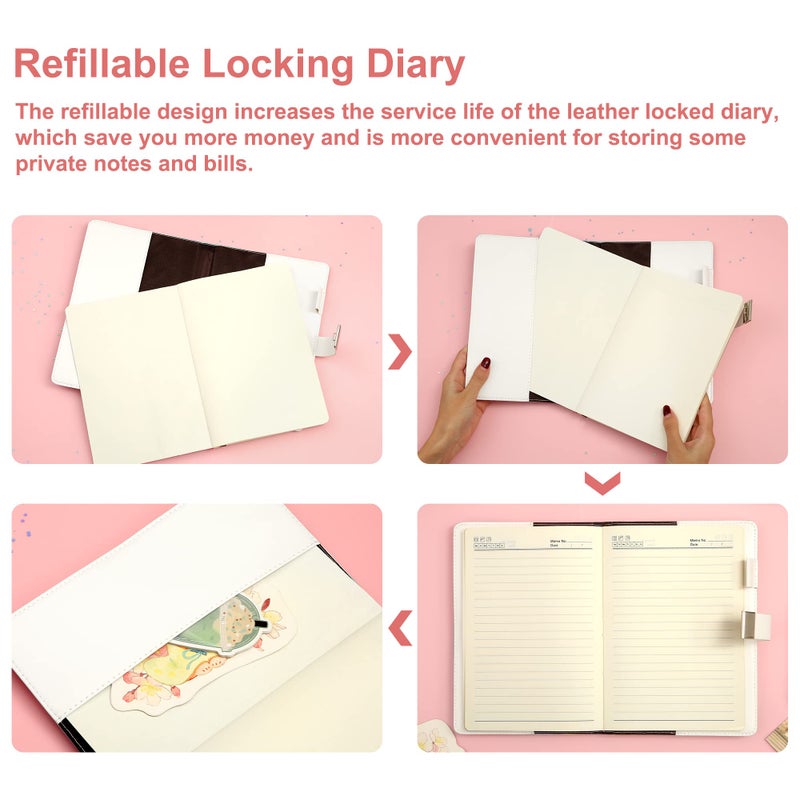 CAGIE CAGIE Diary for Girls Age 8-12 Gifts for 9 10 11 12 Year Old Girls Diary with Lock  Spilling Ink Design 192 Pages Lock Diary with Pen  5.7 x 8.5 Inch Birthday Gifts for Girl Journal with Lock - Image 4