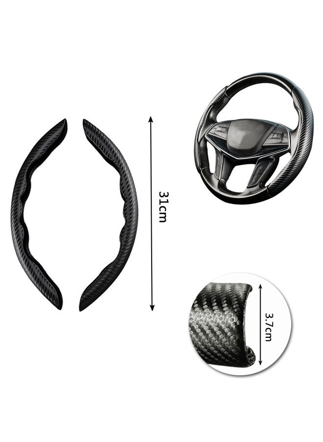 GUSGU Carbon Fiber Steering Wheel Cover, 2PCS Segmented Steering Wheel Protector,  Anti-Slip, Comfortable Grip, Universal Fit for 99% Car Interior Accessories  - Image 2