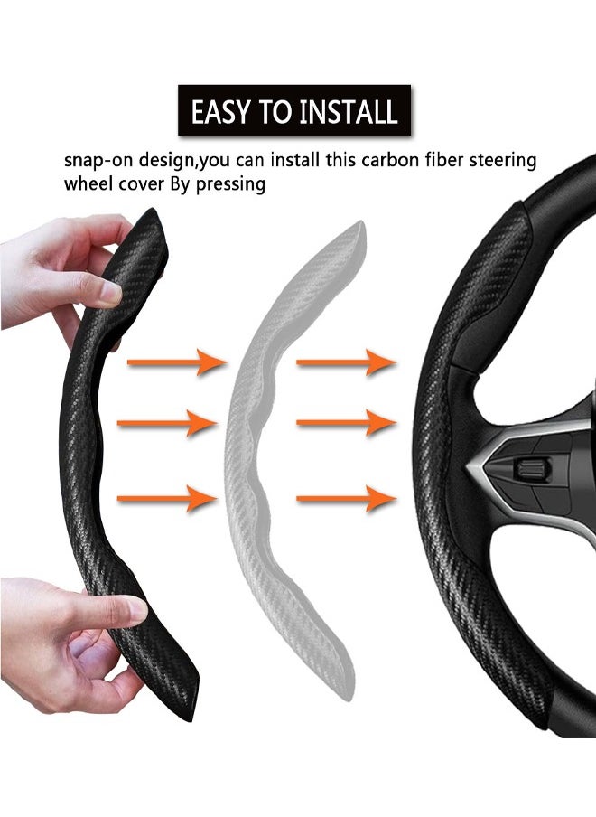 GUSGU Carbon Fiber Steering Wheel Cover, 2PCS Segmented Steering Wheel Protector,  Anti-Slip, Comfortable Grip, Universal Fit for 99% Car Interior Accessories  - Image 3