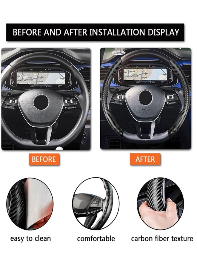 GUSGU Carbon Fiber Steering Wheel Cover, 2PCS Segmented Steering Wheel Protector,  Anti-Slip, Comfortable Grip, Universal Fit for 99% Car Interior Accessories  - Image 4
