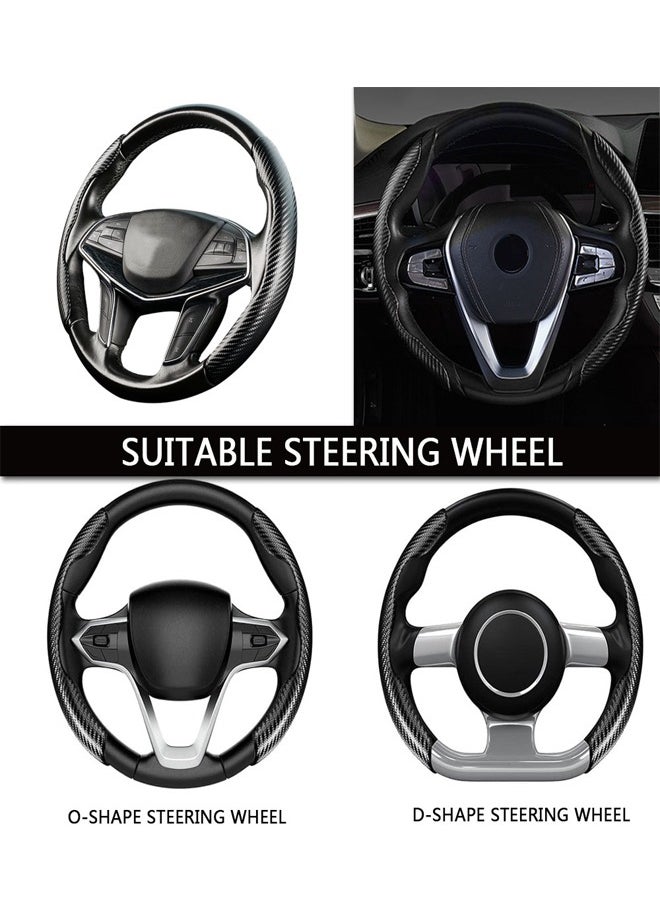 GUSGU Carbon Fiber Steering Wheel Cover, 2PCS Segmented Steering Wheel Protector,  Anti-Slip, Comfortable Grip, Universal Fit for 99% Car Interior Accessories  - Image 5