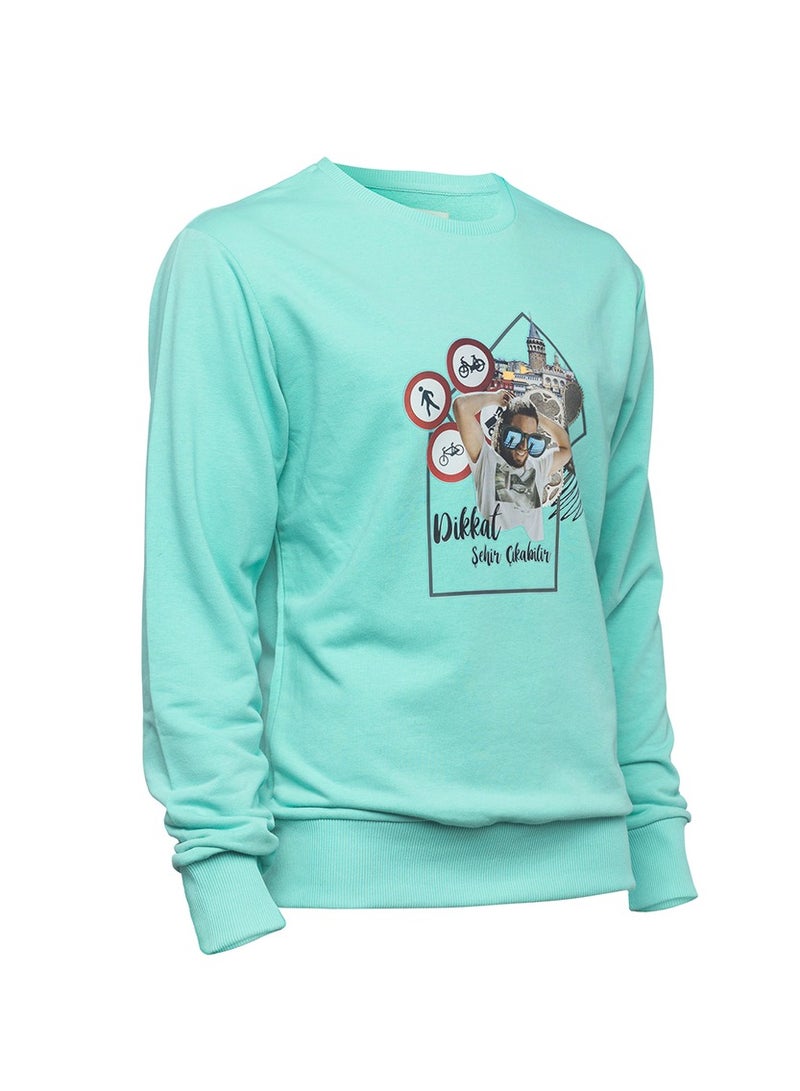 Biggdesign Men’s Sweatshirt, Nature Stop Print Sweatshirt for Men, Sweatshirt for Men, Long Sleeve, Soft & Thick Fabric - Image 2