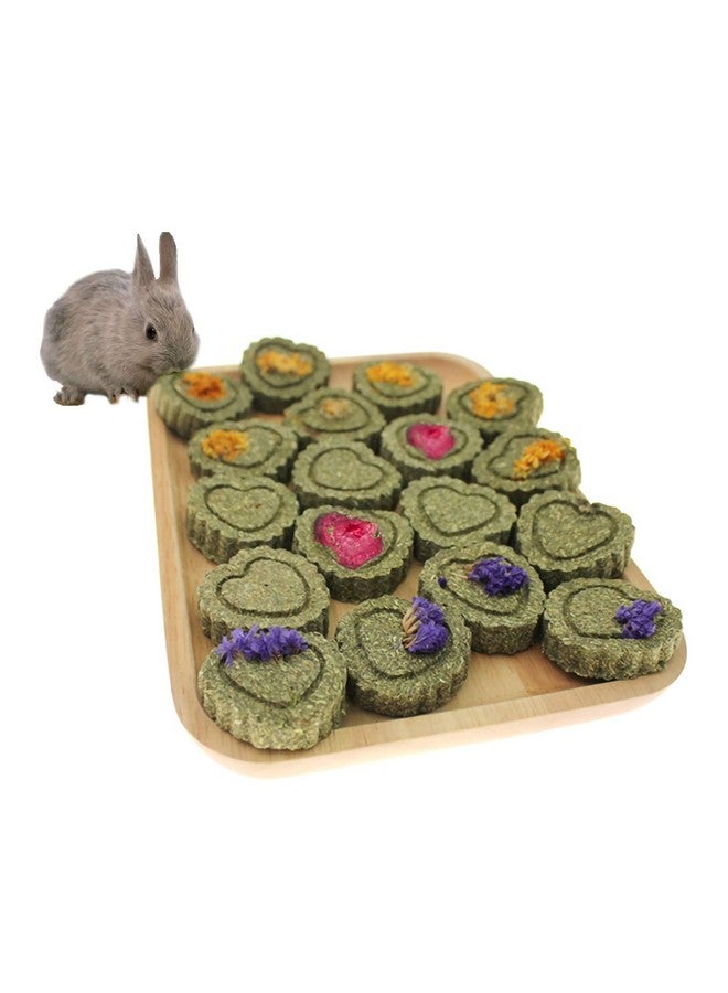 Hamiledyi 36Pcs Bunny Chew Toys,Natural Timothy Hay Handmade Grass Cakes Molar Treats for Bunny Chinchilla Guinea Pig Dwarf Rabbit Improves Teeth Health - Image 1