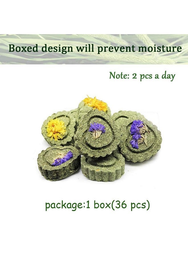 Hamiledyi 36Pcs Bunny Chew Toys,Natural Timothy Hay Handmade Grass Cakes Molar Treats for Bunny Chinchilla Guinea Pig Dwarf Rabbit Improves Teeth Health - Image 3