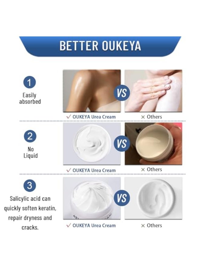 OUKEYA Urea Cream 42% plus Salicylic Acid 2%, Urea Foot Hand Cream for Dry Cracked Feet, Heels, Elbows, Urea Lotion for Deep Moisturizing,Removes Corns Calluses Dead Skin and Softens Toenails - Image 5