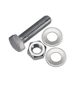 Generic 12 pcs Hex Head Screw Bolts Nuts & Washers Fully Thread GI Plain Finish Bolt Set. (20, 20MM)  - Image 1