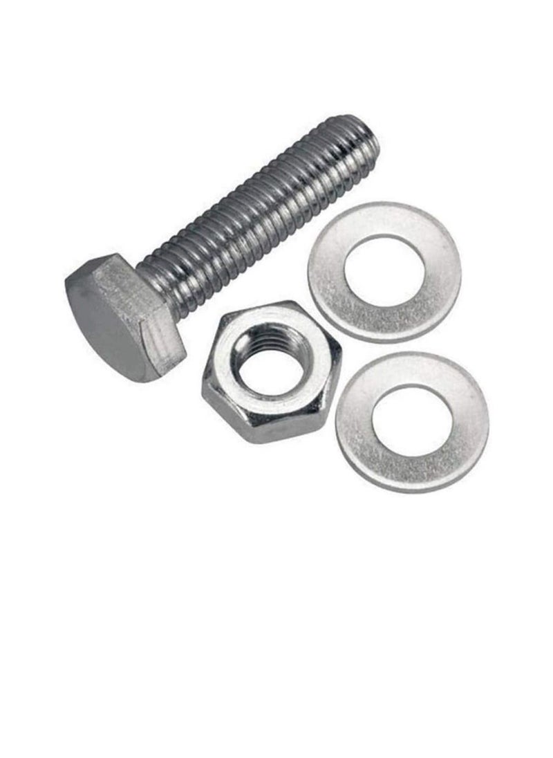 Generic - 12 pcs Hex Head Screw Bolts Nuts & Washers Fully Thread GI Plain Finish Bolt Set. (20, 20MM) - Image 1
