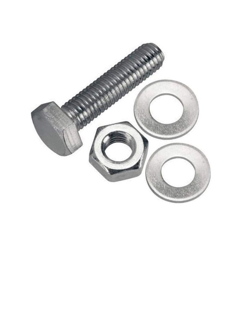 Generic - 12 pcs Hex Head Screw Bolts Nuts & Washers Fully Thread GI Plain Finish Bolt Set. (20, 20MM) - Image 1