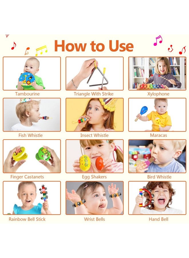 INLAIER INLAIER Kids Musical Instruments Set, 20 Pcs Toddlers Wooden Shakers Percussion Instruments Tambourine Xylophone Toys, Child Early Learning Musical Toys for Boys and Girls Gifts with Carrying Bag  - Image 4