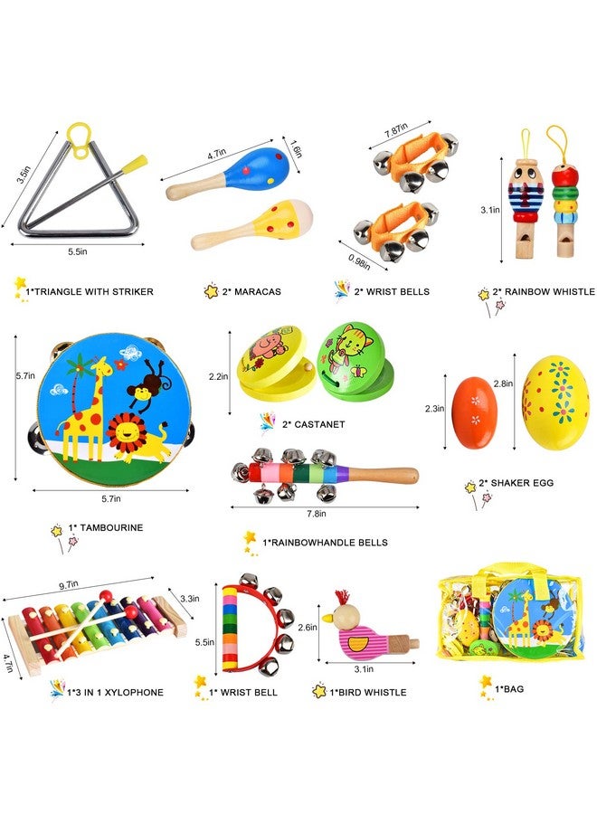 INLAIER INLAIER Kids Musical Instruments Set, 20 Pcs Toddlers Wooden Shakers Percussion Instruments Tambourine Xylophone Toys, Child Early Learning Musical Toys for Boys and Girls Gifts with Carrying Bag  - Image 5