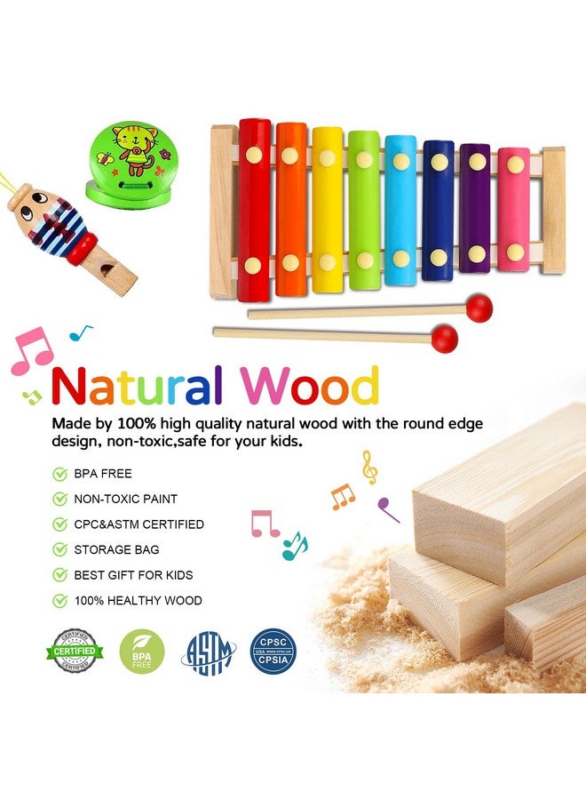 INLAIER INLAIER Kids Musical Instruments Set, 20 Pcs Toddlers Wooden Shakers Percussion Instruments Tambourine Xylophone Toys, Child Early Learning Musical Toys for Boys and Girls Gifts with Carrying Bag  - Image 3