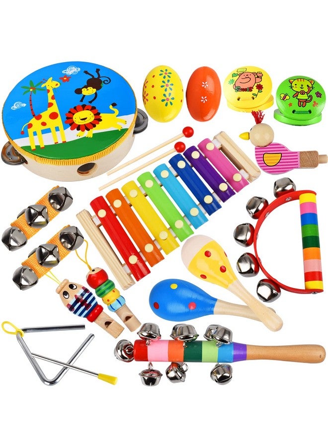 INLAIER INLAIER Kids Musical Instruments Set, 20 Pcs Toddlers Wooden Shakers Percussion Instruments Tambourine Xylophone Toys, Child Early Learning Musical Toys for Boys and Girls Gifts with Carrying Bag  - Image 2