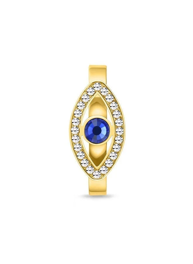 POLICE Eye Gold Plated with Blue and White Crystals Ring for Women 52mm