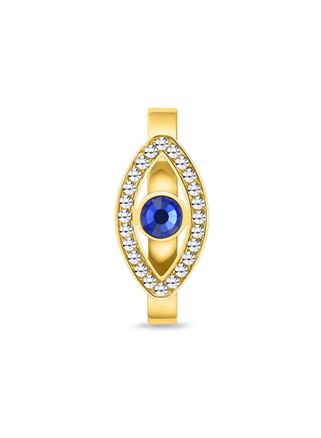 بوليس Eye Gold Plated Ladies Finger Ring With Blue and White Crystals 52PEJLF0003110