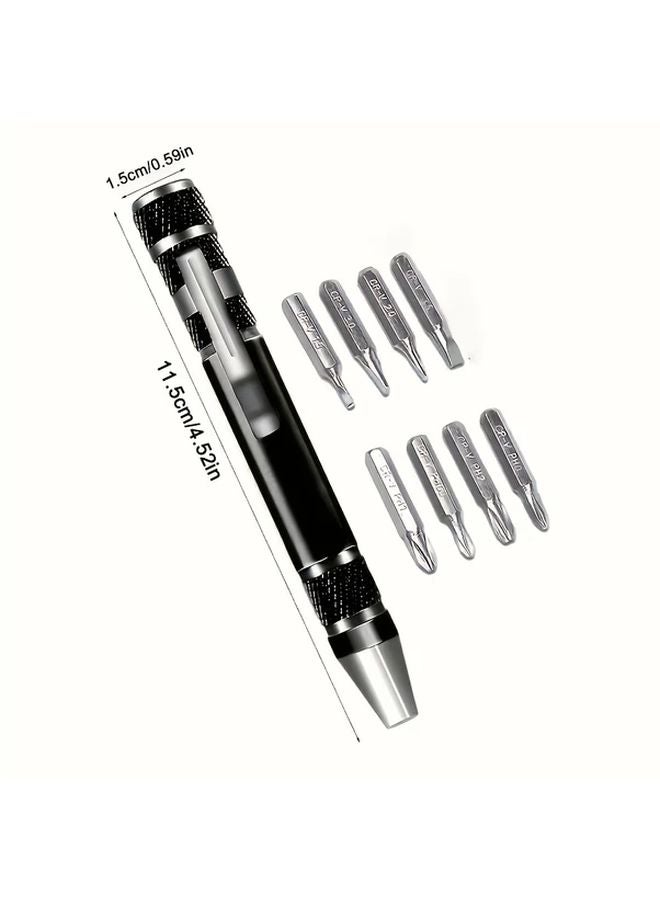 Black 8 In 1 Multifunctional Screwdriver Set Precision Aluminum Alloy Repair Tools - Image 3