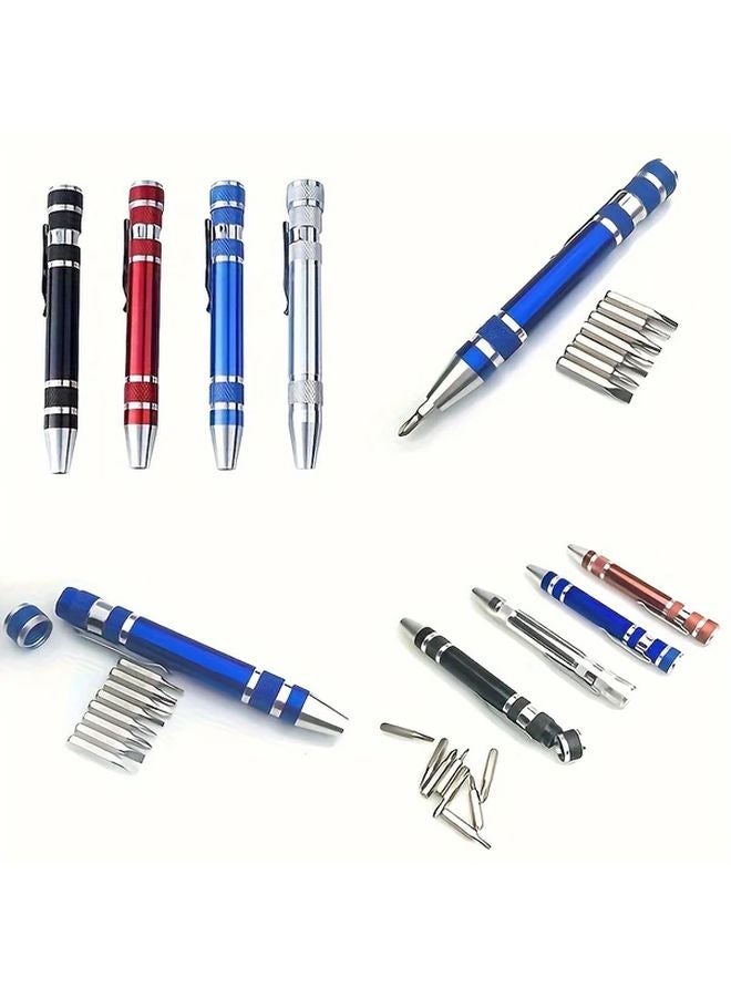 Black 8 In 1 Multifunctional Screwdriver Set Precision Aluminum Alloy Repair Tools - Image 4