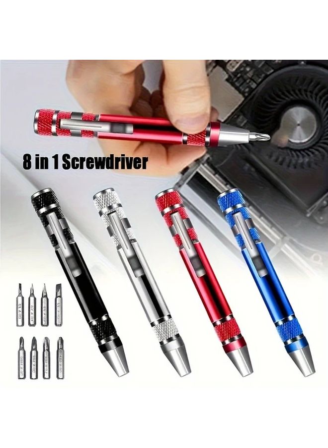 Black 8 In 1 Multifunctional Screwdriver Set Precision Aluminum Alloy Repair Tools - Image 2