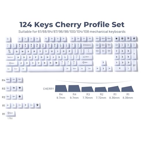 HITIME x XVX Keyboard Keycaps White, Clear Jelly Keycaps 60 65 75 100 Percent, Translucent Cute Custom Key caps Set 124 Keys for Mechanical Gaming Keyboards(Cherry Profile) - Image 3
