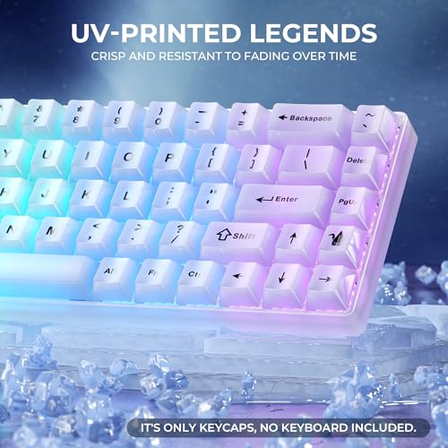 HITIME x XVX Keyboard Keycaps White, Clear Jelly Keycaps 60 65 75 100 Percent, Translucent Cute Custom Key caps Set 124 Keys for Mechanical Gaming Keyboards(Cherry Profile) - Image 4