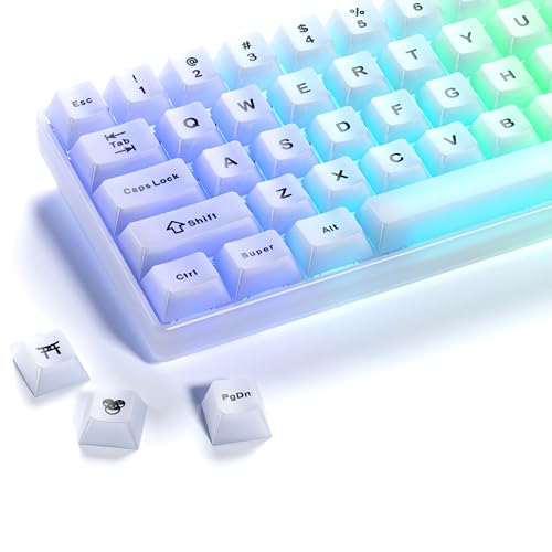 HITIME x XVX Keyboard Keycaps White, Clear Jelly Keycaps 60 65 75 100 Percent, Translucent Cute Custom Key caps Set 124 Keys for Mechanical Gaming Keyboards(Cherry Profile) - Image 1