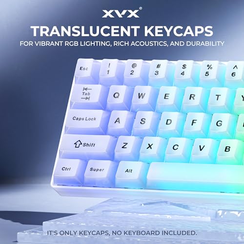 HITIME x XVX Keyboard Keycaps White, Clear Jelly Keycaps 60 65 75 100 Percent, Translucent Cute Custom Key caps Set 124 Keys for Mechanical Gaming Keyboards(Cherry Profile) - Image 2