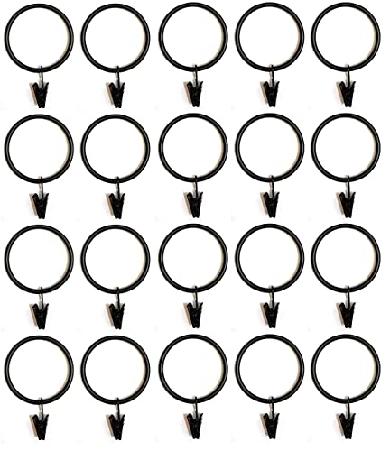TEJATAN - 2 Inch - Metal Curtain Rings with Clips and Eyelets (Also Known as Rings with Curtain Clips/Curtain Clip Rings/Drapery Rings/Curtain Rings with Clips) (Set of 20) - Image 4